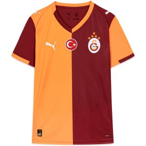 Mens Galatasaray Home Jersey 2025/26 on hanger showing orange and maroon halved design with Turkish flag roundel