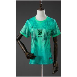 Womens Brazil Green Goalkeeper Jersey 2026 front view in mint green with wave graphics and CBF crest