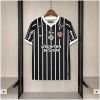 Mens Corinthians Full Sponsors logo Away Jersey 2026/27 front view in black with white pinstripes and full sponsor branding