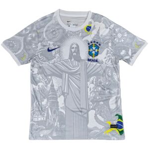 Mens Brazil Jesus Special Edition Jersey 2026 front view with Christ the Redeemer graphic and CBF crest