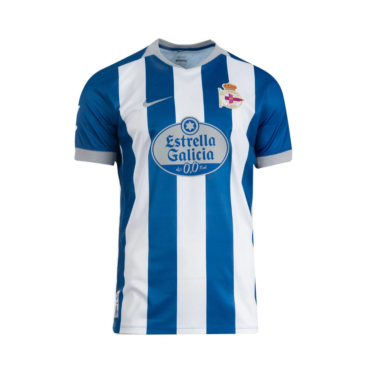 Mens Deportivo La Coruña Home Jersey 2026/27 Mens Deportivo La Coruña Home Jersey 2026/27 blue and white striped shirt front view with club crest and Estrella Galicia sponsor