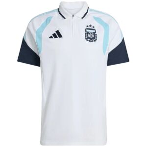 Mens Argentina National Team Shirt HalfZip White Polo 2026 Mens Argentina National Team Shirt HalfZip White Polo 2026 front view with half-zip collar and three-star AFA crest