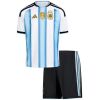 Kids Argentina home kit sky blue and white striped jersey front view