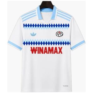 Mens Strasbourg Away Jersey 2026/27 front view in white with blue argyle diamond bands and polo collar