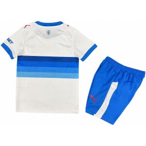 Kids Deportivo Universidad Católica Home Kit 2026/27 rear view showing blue gradient back stripe and cross nape emblem