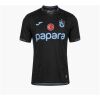 Mens Trabzonspor Third Jersey 2026/27 black shirt front view with tonal jacquard, sky blue crest and Papara sponsor