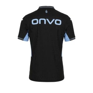 Mens Trabzonspor Third Jersey 2026/27 black shirt rear view displaying sky blue Onvo logo and side ventilation panels