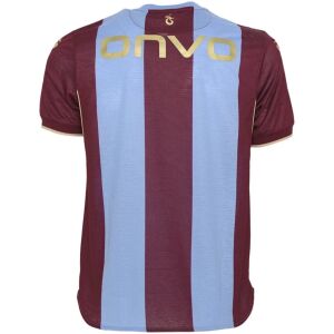 Mens Trabzonspor Home Jersey 2026/27 back view showing vertical stripes, gold TS neck emblem and Onvo sponsor