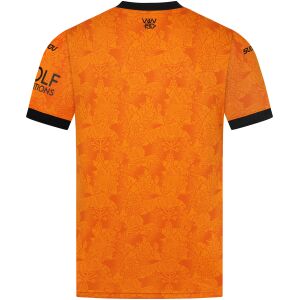 Mens Wolverhampton Wanderers Home Jersey 2026/27 rear view showing ornate damask pattern and WW 150 nape logo