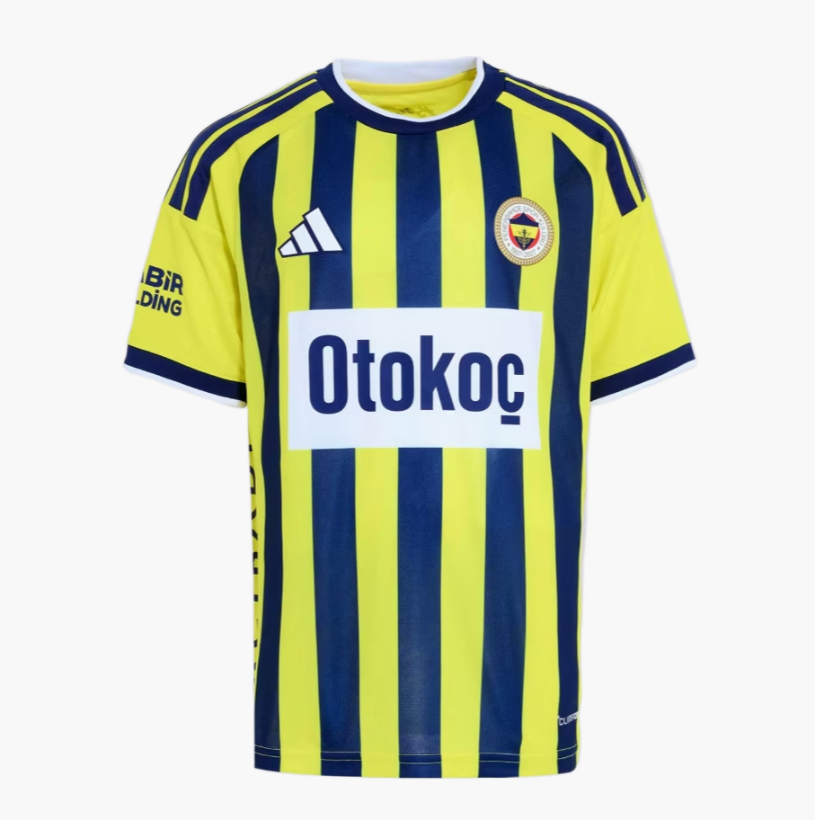 Mens Fenerbahçe SK Home Jersey 2026/27 Mens Fenerbahçe SK Home Jersey 2026/27 yellow and navy striped shirt front view with Otokoç sponsor and club crest