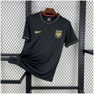 Mens Panama Third Jersey 2025 on hanger showing black jacquard pattern and metallic gold crest