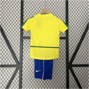 Kids World Cup Brazil Retro Home Kit 2002 rear view of shirt and shorts