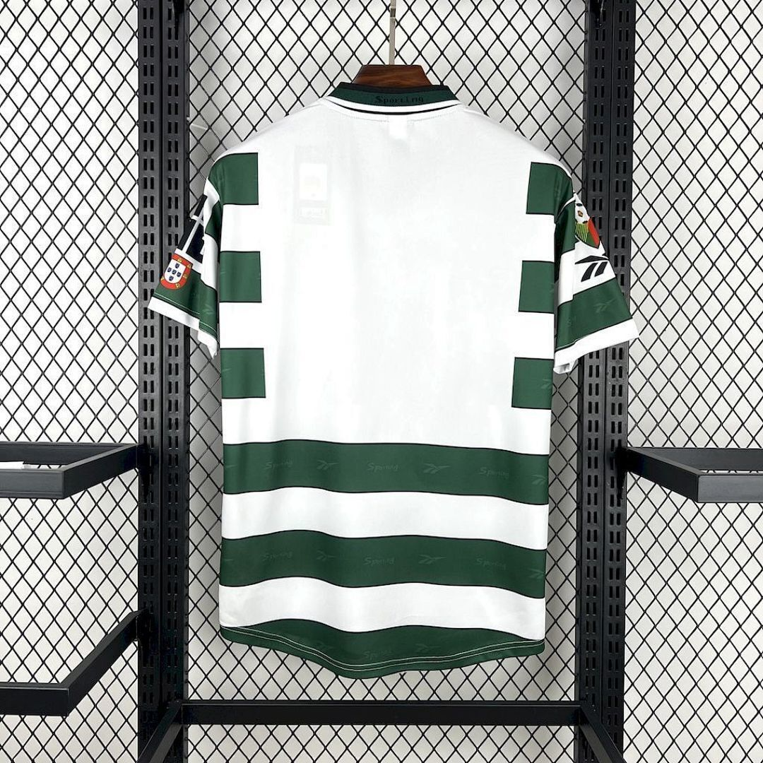 Mens Sporting Lisbon Retro Home Jersey 2000/01 Mens Sporting Lisbon Retro Home Jersey 2000/01 rear view showing matching team styling