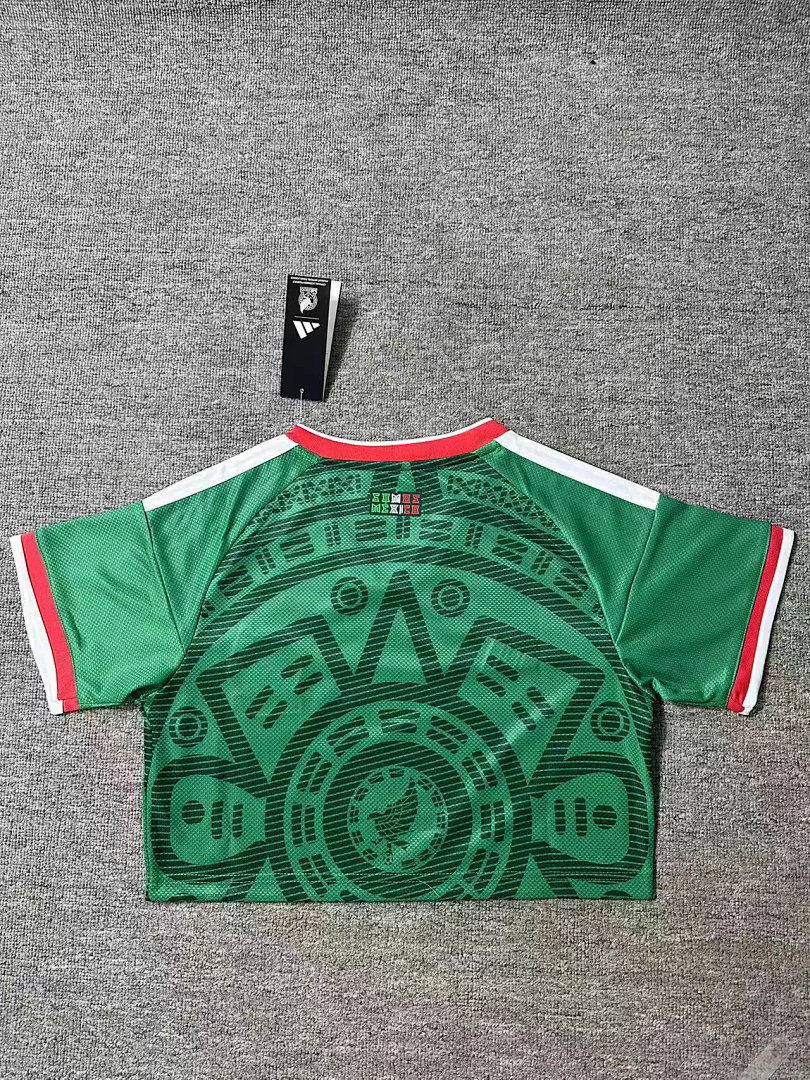 Womens Mexico World Cup V/neck Home Jersey 2026 Womens Mexico World Cup V/neck Singlet Kits Home Jersey 2026 rear view of shirt and shorts