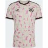 Front view of the Mens Chile Away Jersey 2026 in off-white featuring pink blooming floral graphics and Trefoil logo