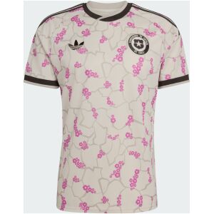 Mens Chile Away Jersey 2026 Front view of the Mens Chile Away Jersey 2026 in off-white featuring pink blooming floral graphics and Trefoil logo