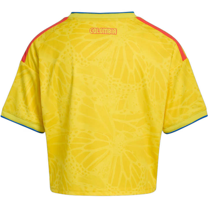 Womens Colombia Cropped World Cup Home Jersey 2026 Womens Colombia Cropped World Cup Home Jersey 2026 rear view showing authentic team styling