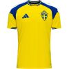 Yellow Sweden home jersey with blue raglan panels and SVERIGE crest front view
