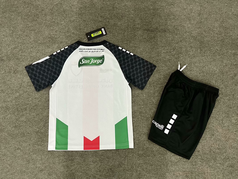 Kids Palestino Home Kit 2025/26 Kids Palestino Home Kit 2025/26 rear view of shirt and shorts