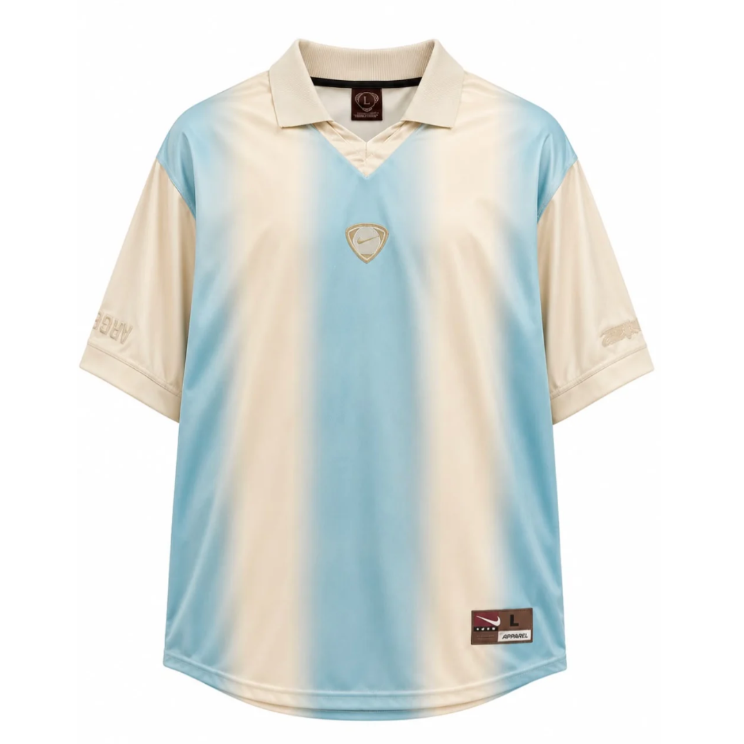 Mens Travis Scott Cactus Jack x Nike Camiseta Argentina Total 90 Retro Collaboration Jersey Mens Travis Scott Cactus Jack x Nike Argentina Total 90 Retro Collaboration Jersey cream and sky blue front view