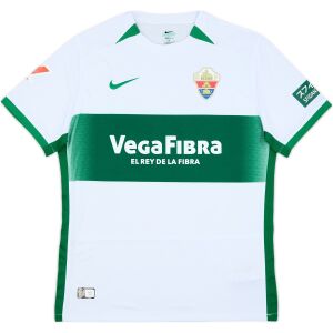 White Elche CF shirt with dark-green chest band and VegaFIBRA print, front view