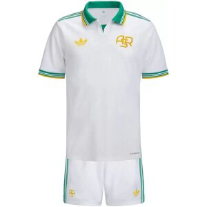 Kids Roma Third Kit 2025/26 front view showing green polo collar and white shorts