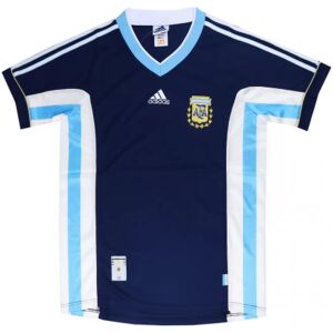 Dark navy Argentina retro away shirt with light blue V-neck front view