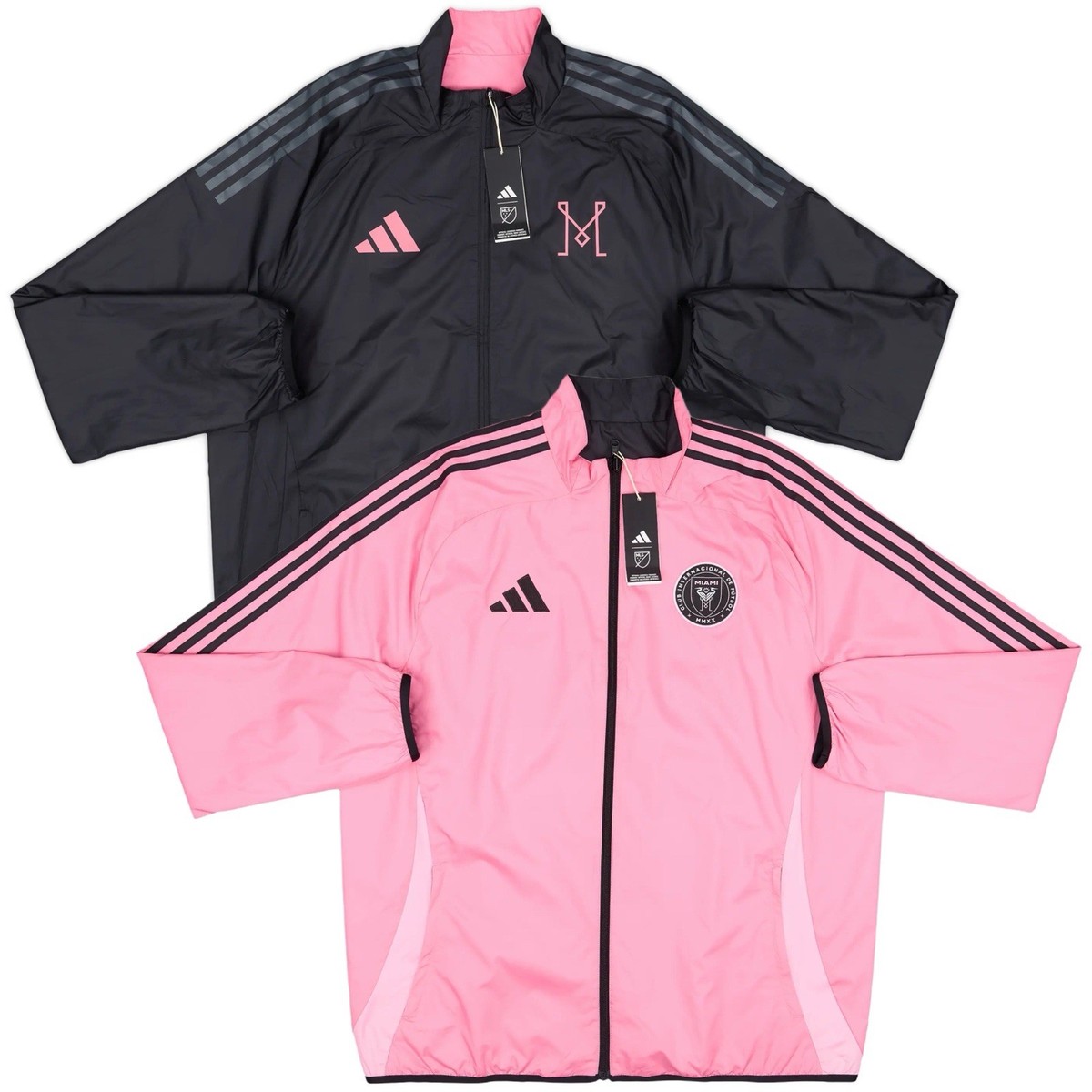 Mens Inter Miami Trench Coat Reversible Windbreaker 2025/26 Mens Inter Miami Trench Coat Reversible Windbreaker 2025/26 zipped jacket showing pink exterior