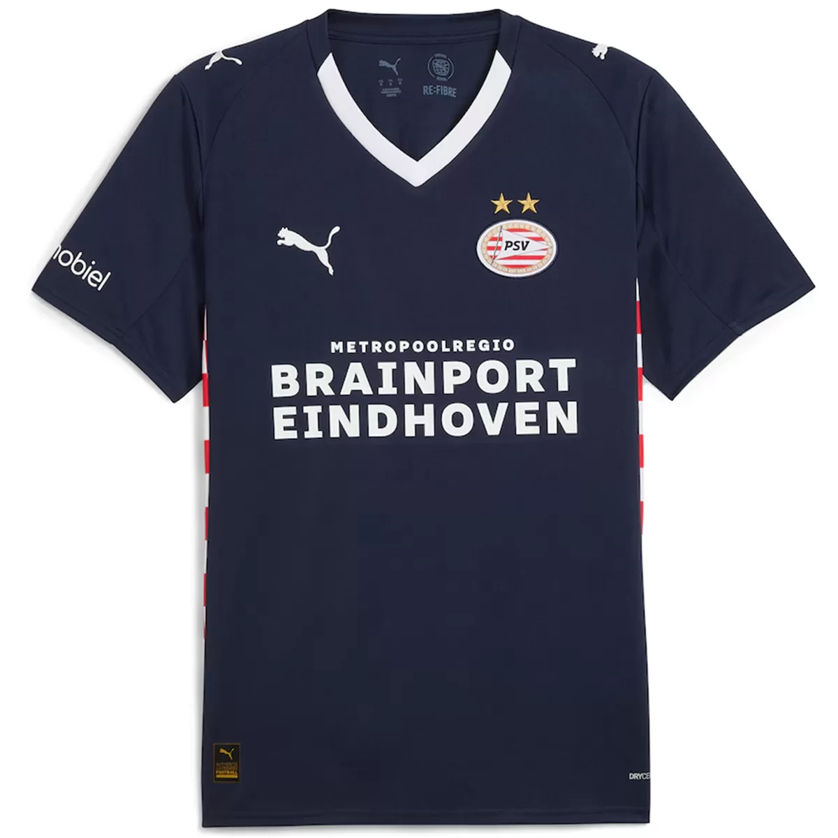 Mens PSV Eindhoven Away Jersey 2025/26 Deep navy PSV Eindhoven away jersey with white V-neck front view