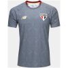 Grey Sao Paulo training jersey, tonal lattice print, red-edged collar, front view