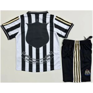 Kids Newcastle United Retro Home Kit 1997/99 rear view of shirt and shorts