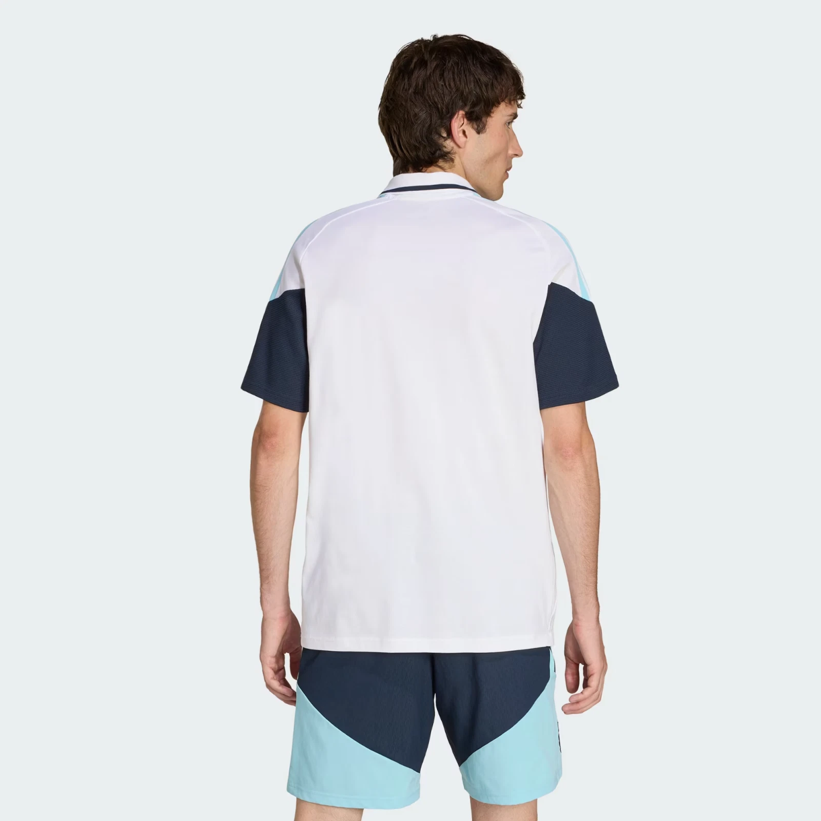 Mens Argentina National Team Shirt HalfZip White Polo 2026 Mens Argentina National Team Shirt HalfZip White Polo 2026 rear view showing authentic team styling