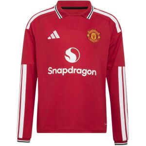Mens Manchester United Long Sleeve Home Jersey 2026/27 scarlet red shirt front view with club crest