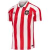 Mens Sunderland Hummel Home Jersey 2026/27 front view in red and white stripes with white polo collar