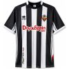 Mens CD Castellón Home Jersey 2026/27 front view with black and white vertical stripes and red sponsor