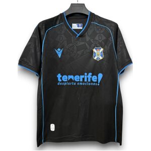 Mens Tenerife Away Jersey 2026/27 black shirt front view with electric blue piping and club crest
