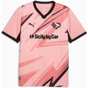 Mens Palermo Calcio Home Jersey 2026/27 front view in pink with black angular graphics and Sicily by Car sponsor