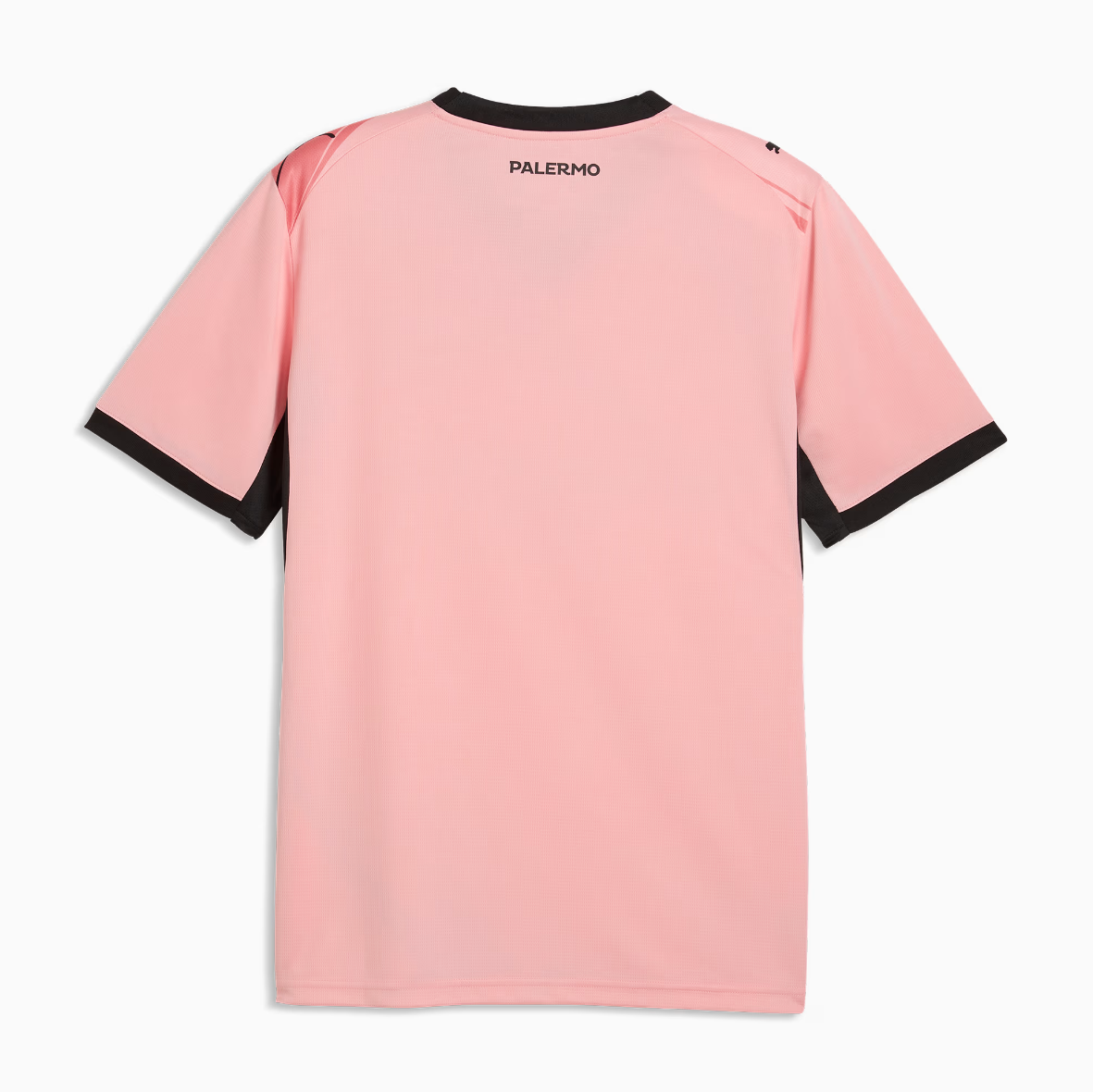 Mens Palermo Calcio Home Jersey 2026/27 Mens Palermo Calcio Home Jersey 2026/27 rear view showing solid pink back panel and PALERMO collar print