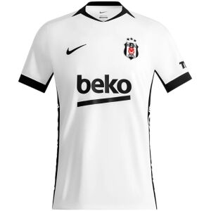 Mens Besiktas Home Jersey 2026/27 white shirt front view with black V-neck collar, BJK crest and Beko sponsor