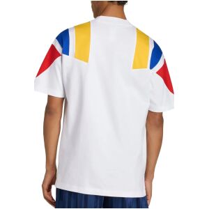 Mens Colombia EQT Tee Jersey 2026 white shirt back view on model showing relaxed streetwear cut and shoulder color blocks