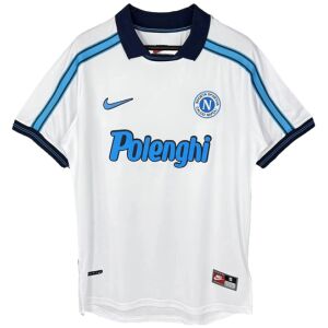 Mens Napoli Retro Away Jersey 1998/99 white shirt front view with navy polo collar and Polenghi sponsor