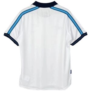 Mens Napoli Retro Away Jersey 1998/99 white shirt rear view showing sky blue shoulder stripes and navy collar