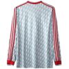 Mens Liverpool Retro Long Sleeve Away Jersey 1989 Mens Liverpool Retro Long Sleeve Away Jersey 1989 silver shirt rear view showing full geometric prism pattern and long sleeves