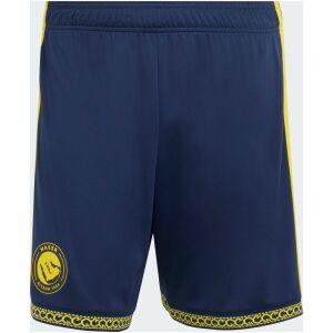Mens Al Nassr Home Shorts 2026/27 navy shorts front view with yellow Al Nassr crest and ornamental hem