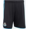 Mens Newcastle United Home Shorts 2026/27 black shorts front view with electric blue side stripes and club crest