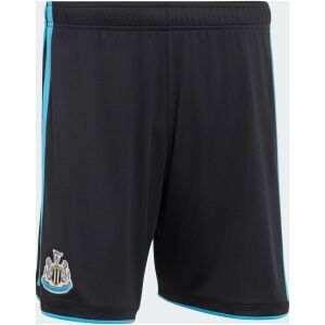 Mens Newcastle United Home Shorts 2026/27 black shorts front view with electric blue side stripes and club crest