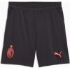 Mens AC Milan Third Shorts 2026/27 black shorts front view with neon coral Milan crest and Puma Cat