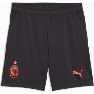 Mens AC Milan Third Shorts 2026/27 black shorts front view with neon coral Milan crest and Puma Cat