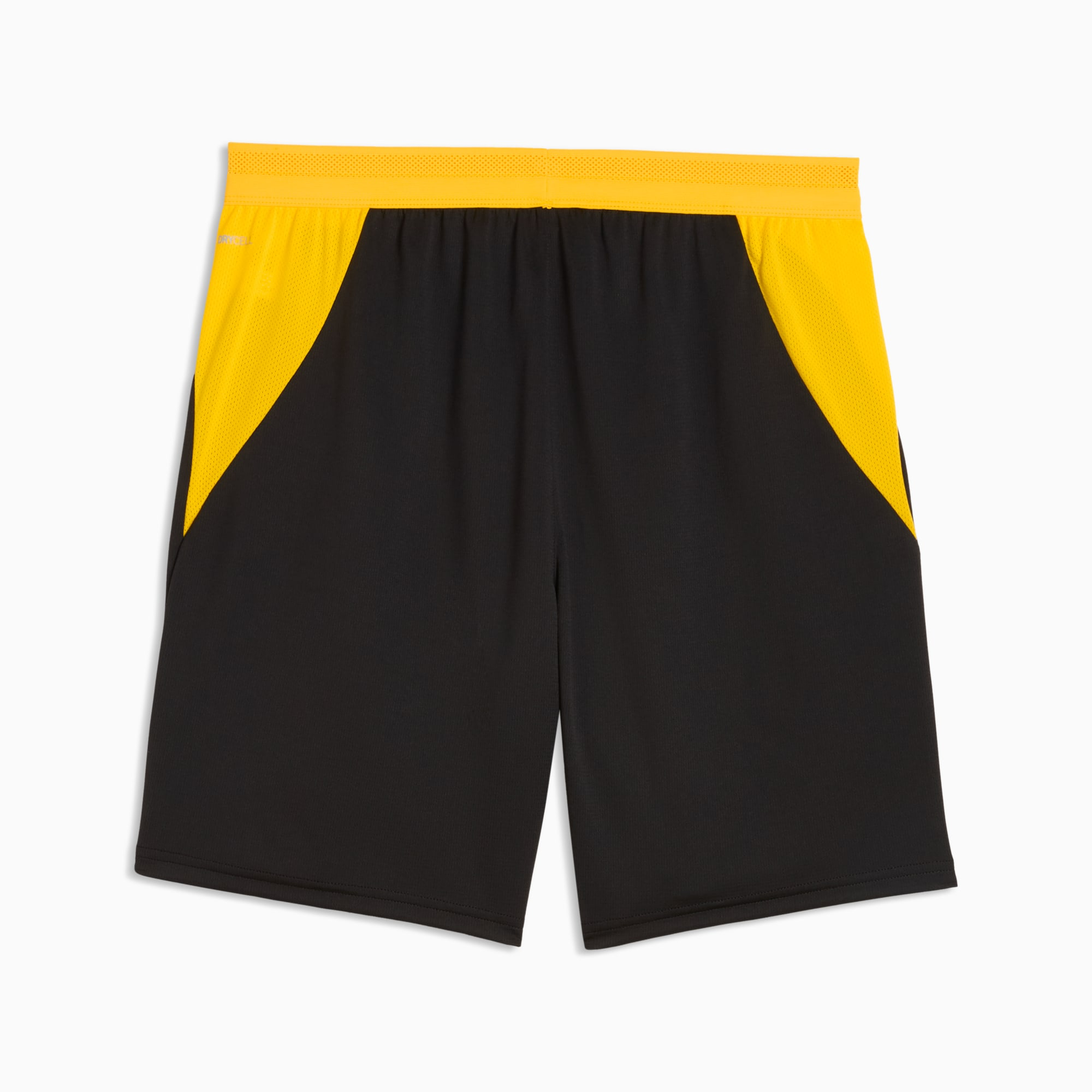 Mens Borussia Dortmund Home Shorts 2026/27 Mens Borussia Dortmund Home Shorts 2026/27 black shorts rear view showing yellow mesh inserts and dryCELL