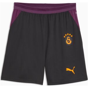Mens Galatasaray Away Shorts 2026/27 dark charcoal shorts front view with plum mesh panels and 5-star crest